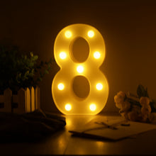 Load image into Gallery viewer, Lampe LED lumineuse lettre veilleuse créative 26 Alphabet anglais numéro batterie lampe romantique décoration de fête de mariage