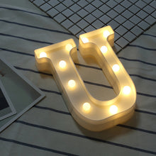 Load image into Gallery viewer, Lampe LED lumineuse lettre veilleuse créative 26 Alphabet anglais numéro batterie lampe romantique décoration de fête de mariage
